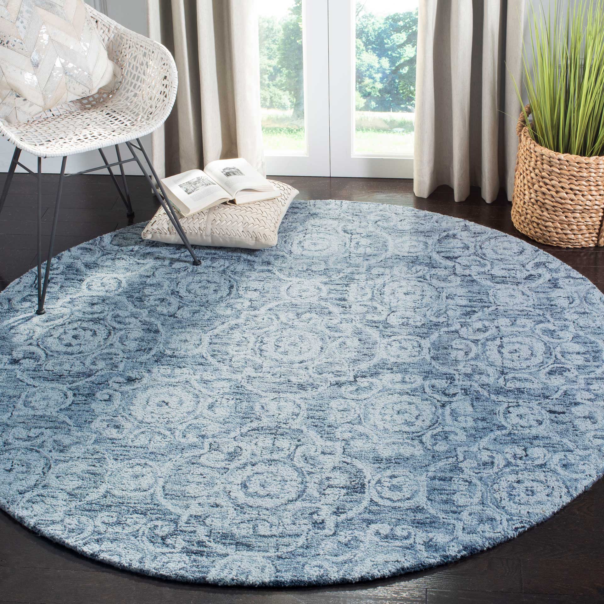 Abstract Blue Round Rug - Image 3