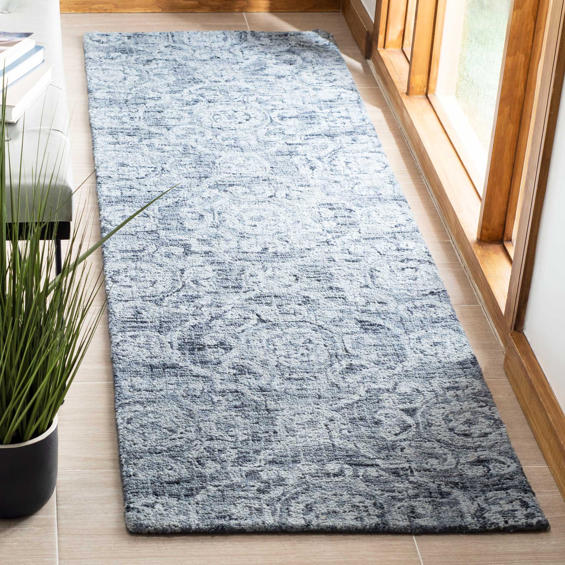 Abstract Blue Runner Rug - Image 2