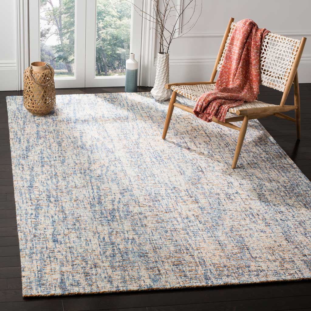 Abstract Dark Blue/Rust Area Rug - Image 6
