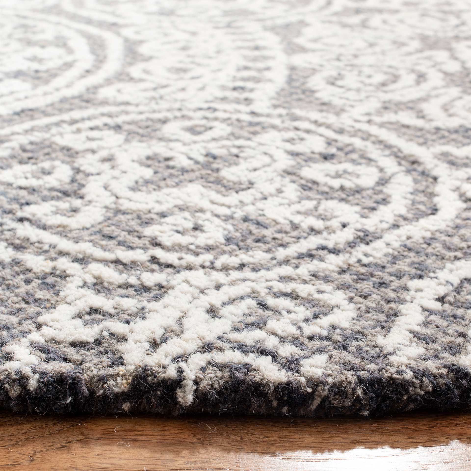 Abstract Gray/Ivory Round Rug - Image 2