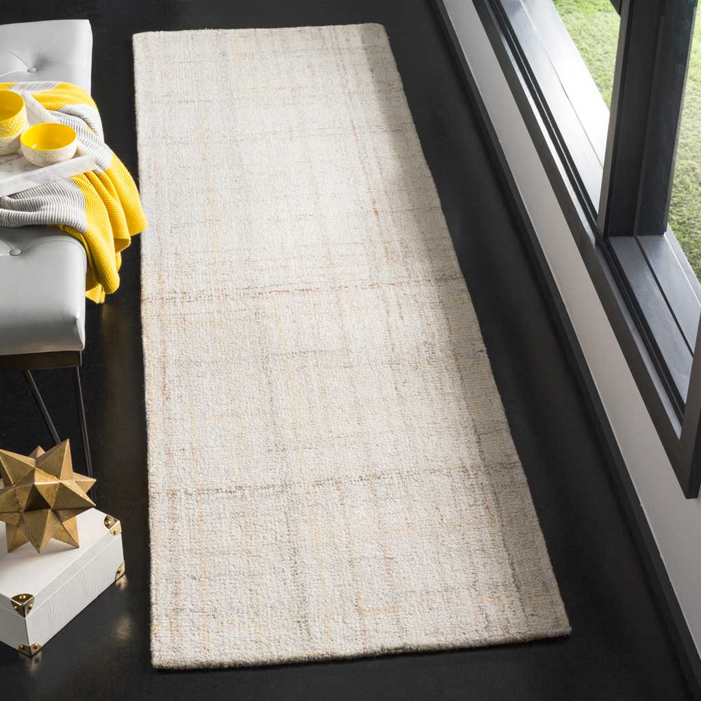 Abstract Ivory/Beige Runner Rug - Image 2