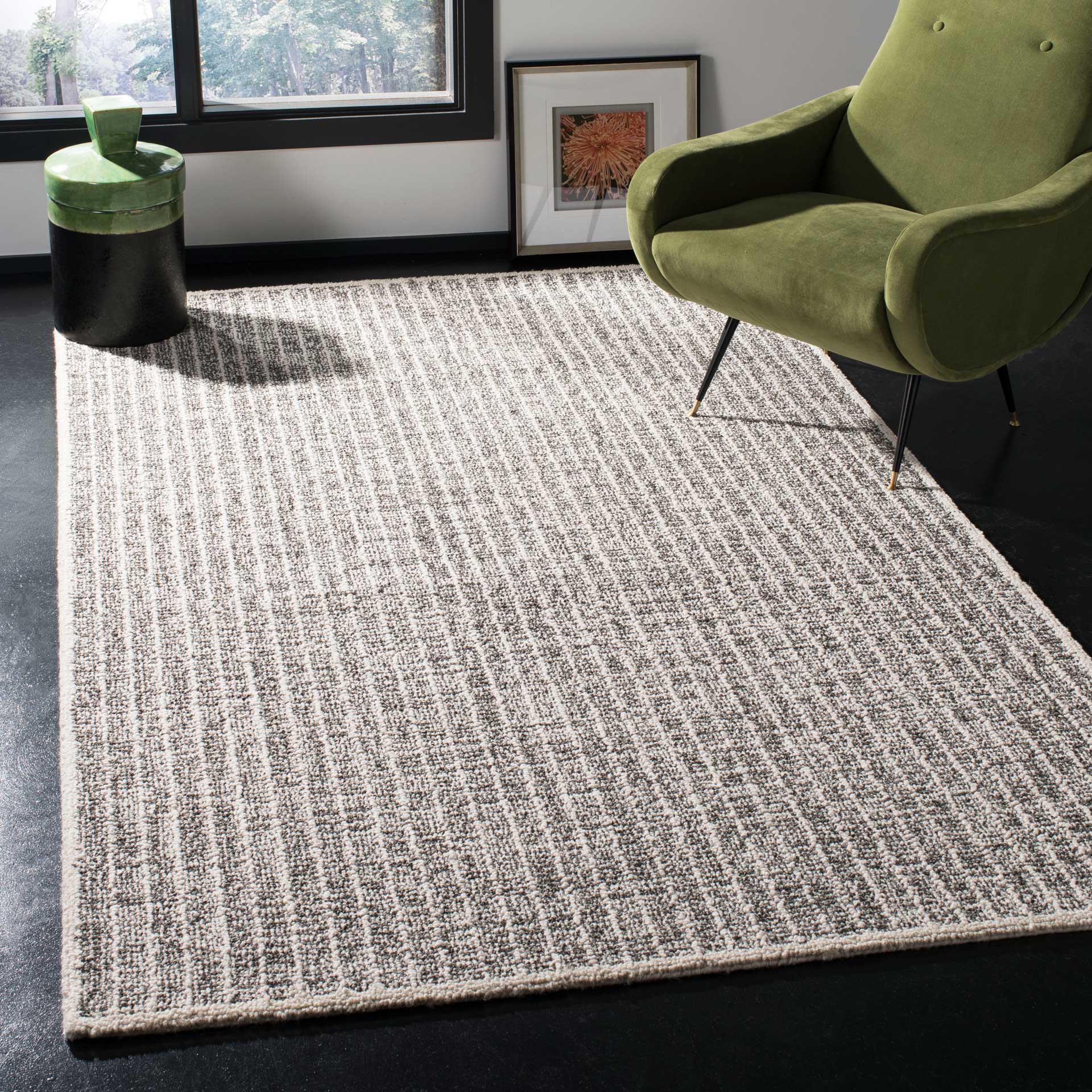 Abstract Ivory/Black Area Rug - Image 3