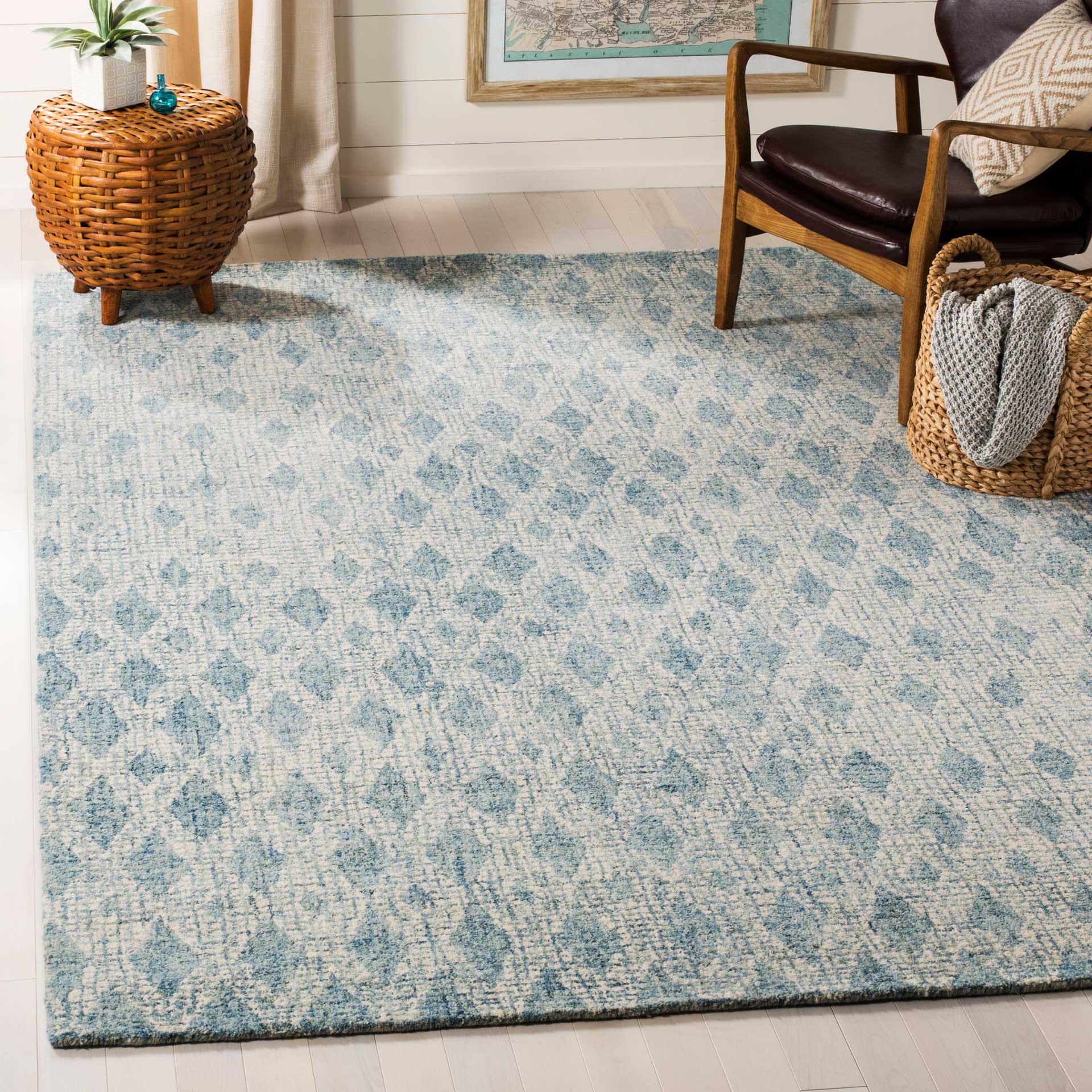 Abstract Ivory/Blue Area Rug - Image 5