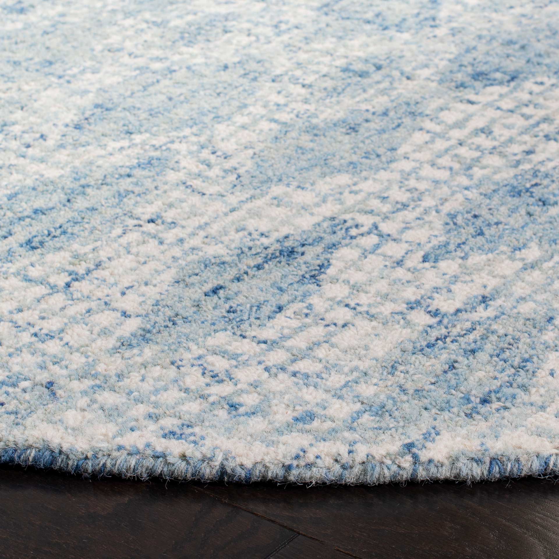 Abstract Ivory/Blue Round Rug - Image 2