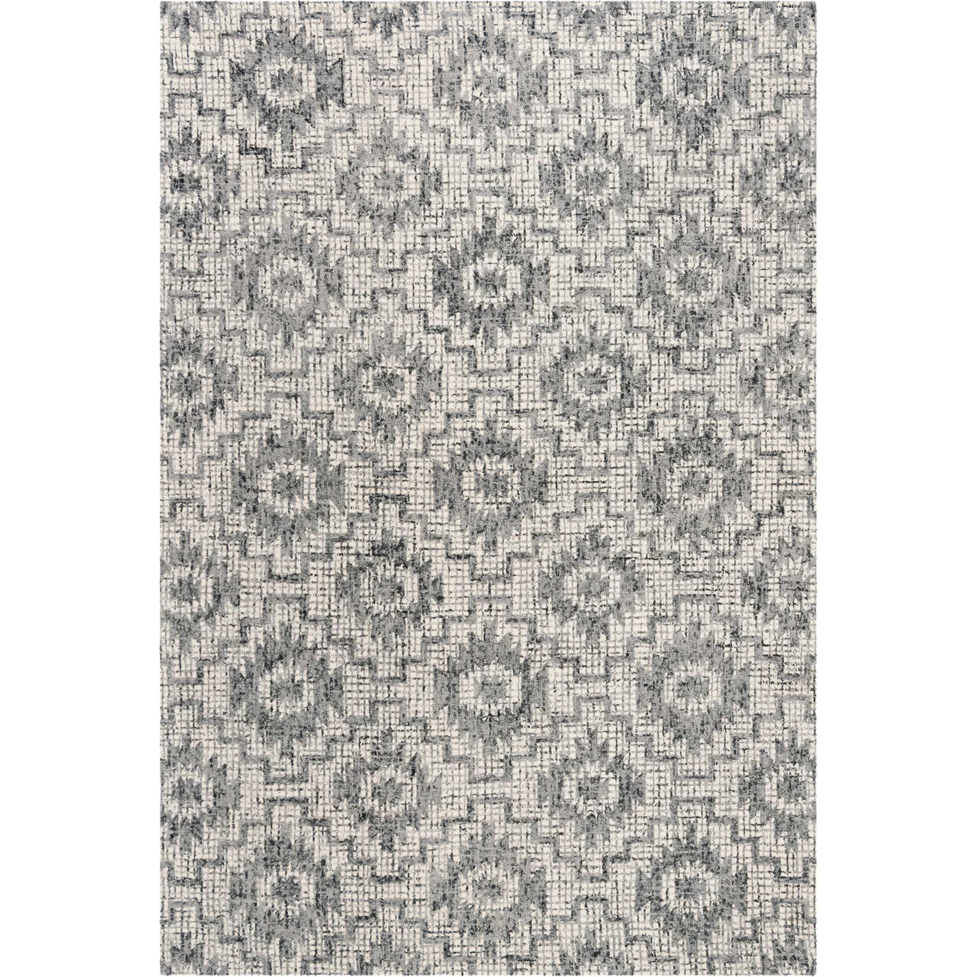 Abstract Ivory/Dark Gray Area Rug - Image 2