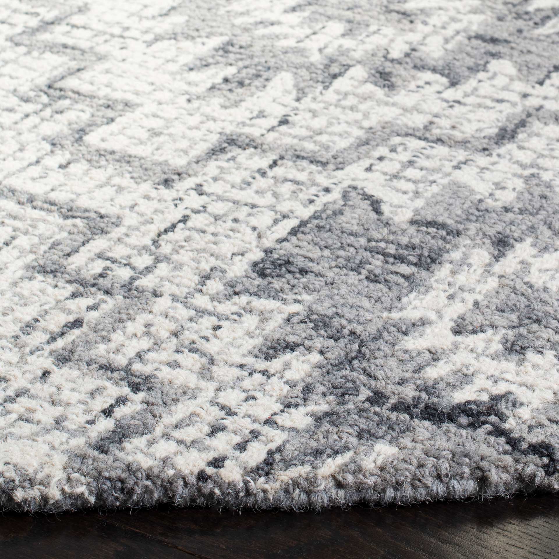 Abstract Ivory/Dark Gray Round Rug - Image 2