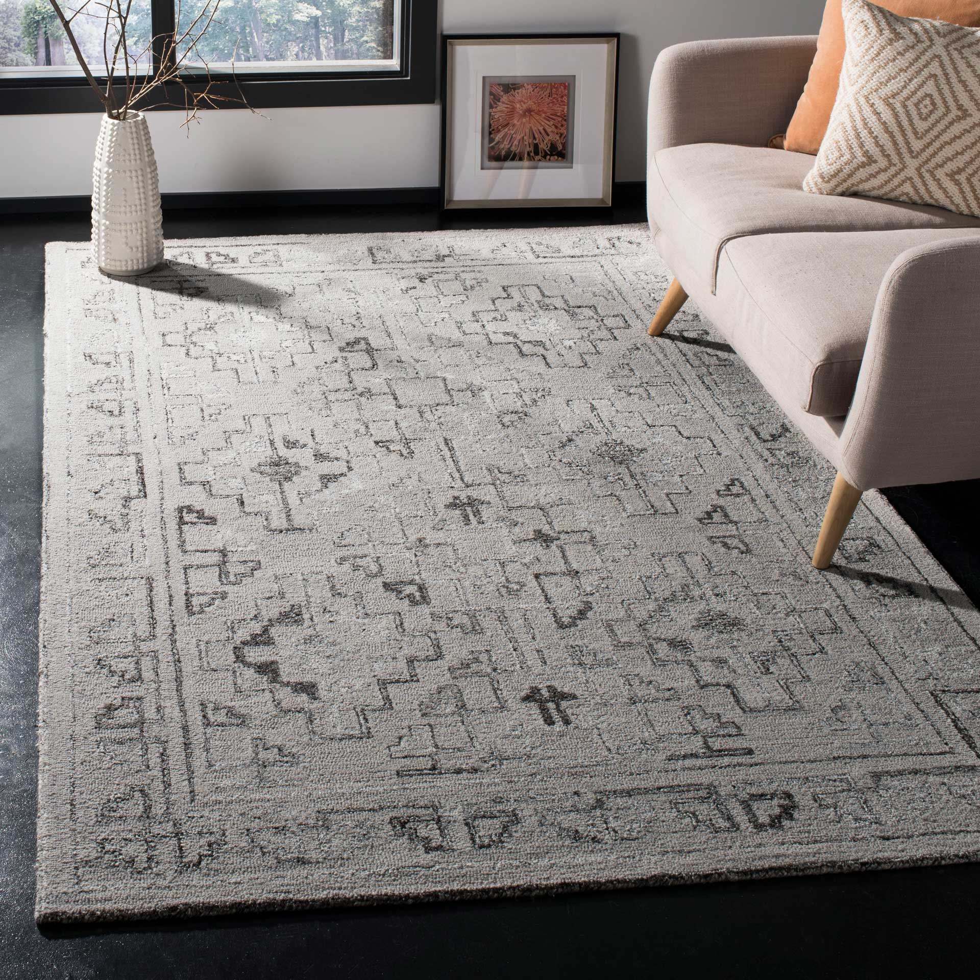 Abstract Taupe/Black Area Rug - Image 3