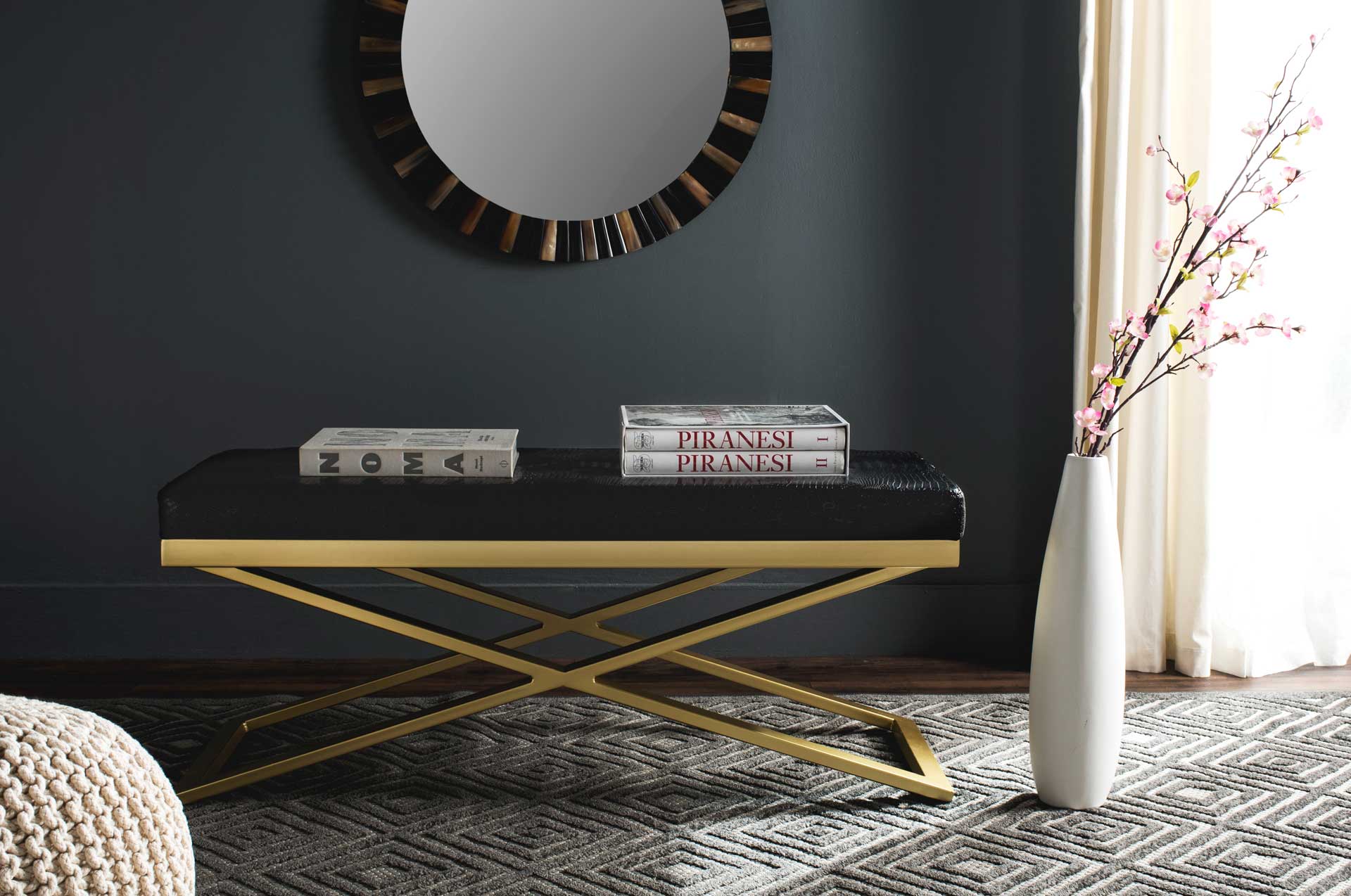 Achilles Bench Black Croco/Gold - Image 4
