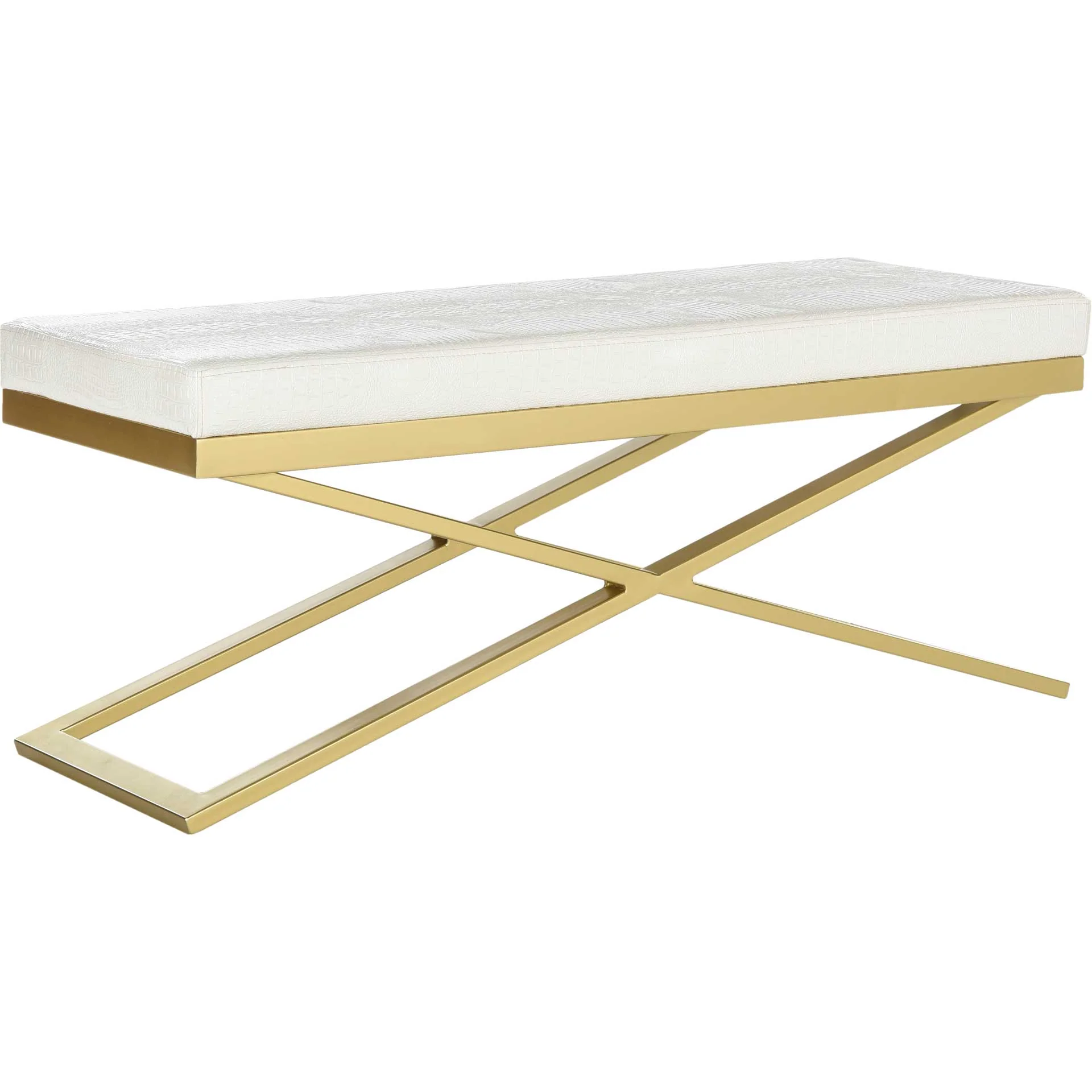 Achilles Bench White Crocodile/Gold - Image 2