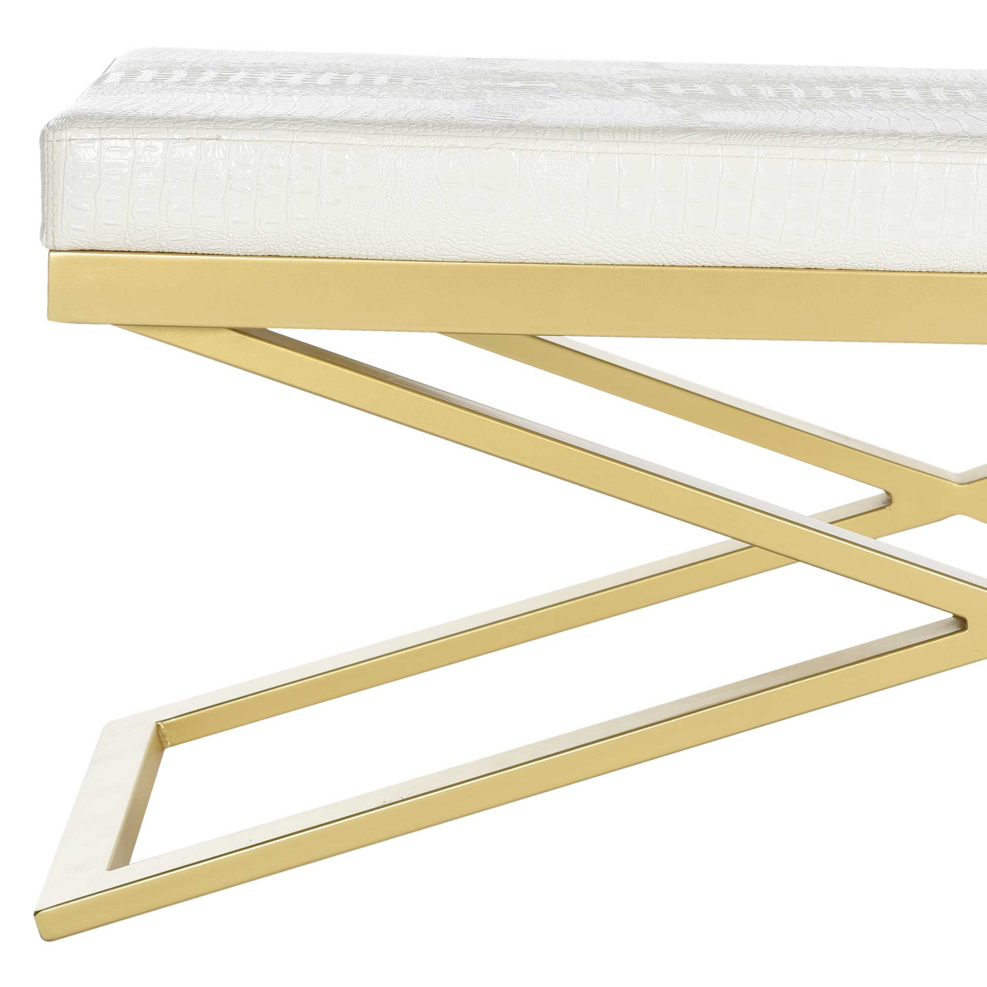 Achilles Bench White Crocodile/Gold - Image 3