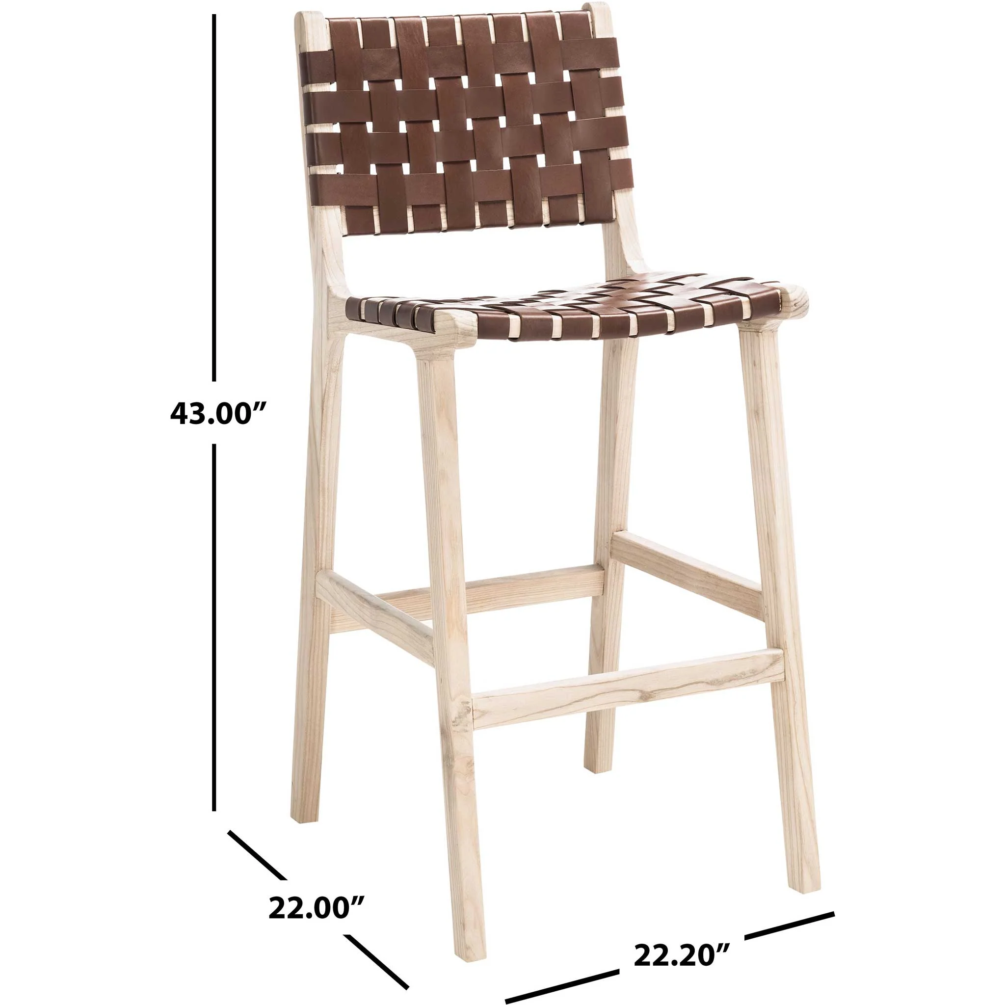 Adalet Leather Bar Stool Cognac/Natural - Image 6