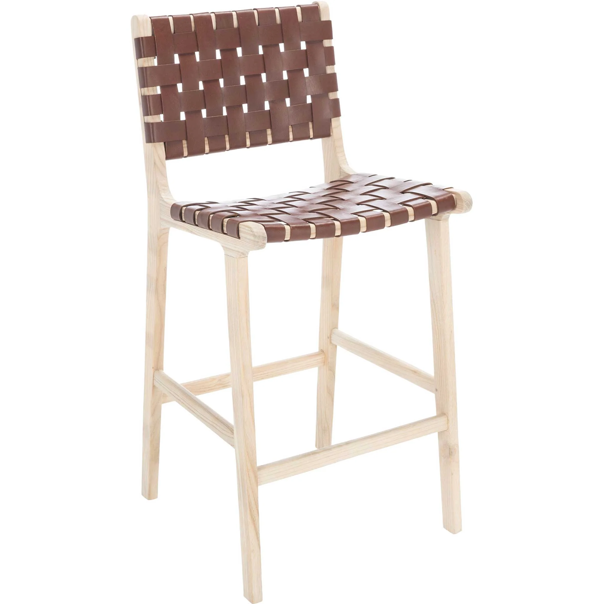 Adalet Leather Bar Stool Cognac/Natural - Image 9