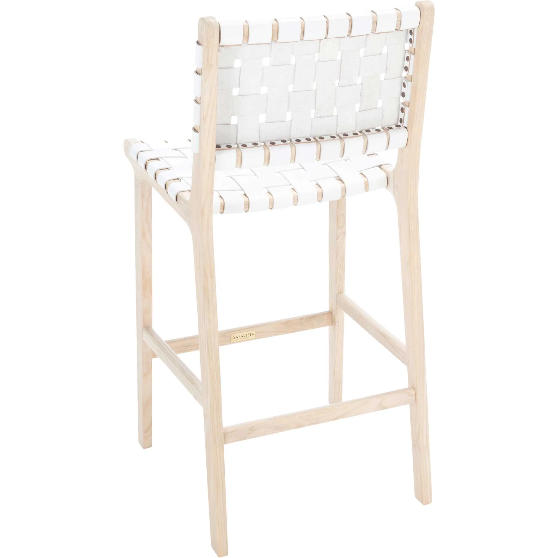 Adalet Leather Bar Stool White/Natural - Image 11