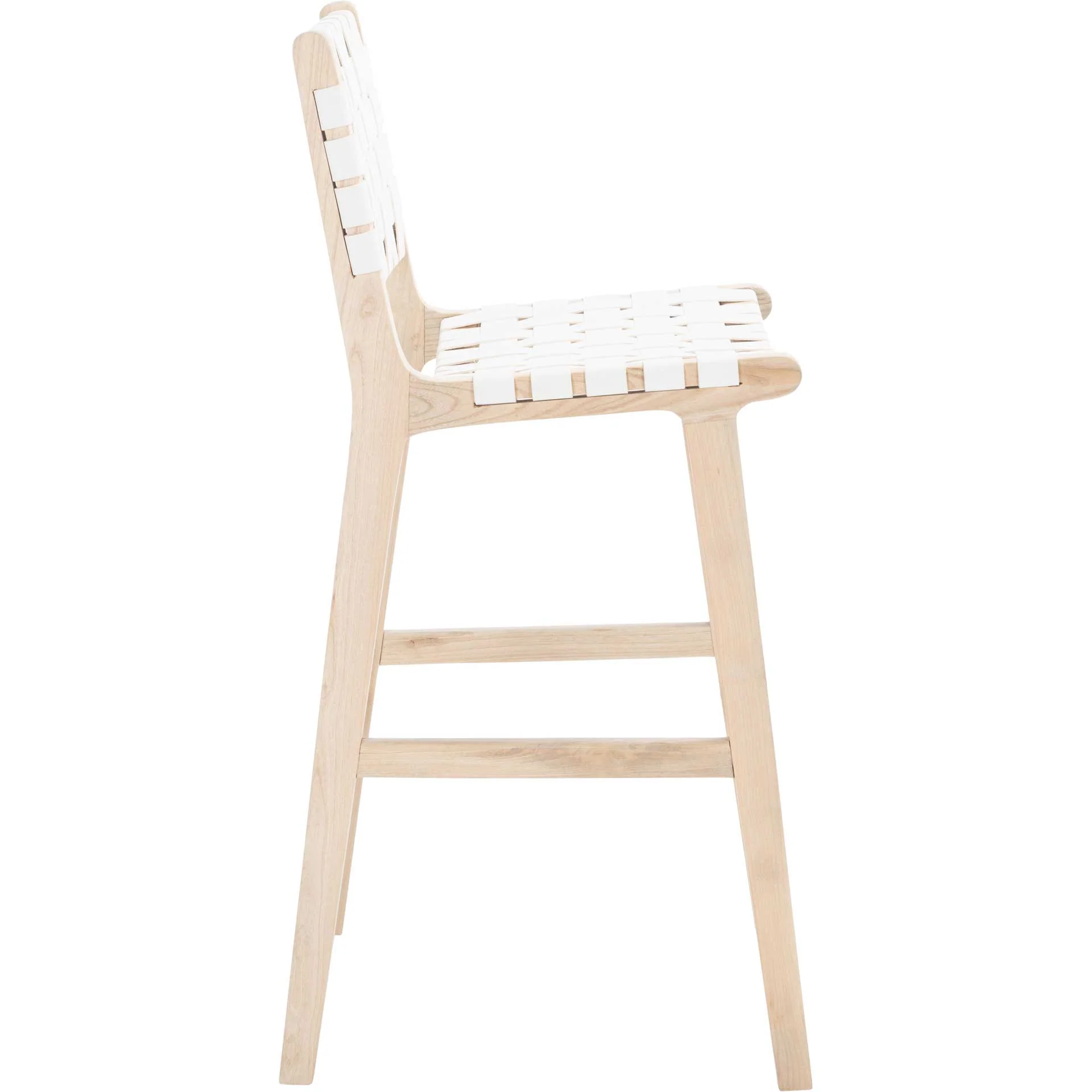 Adalet Leather Bar Stool White/Natural - Image 2