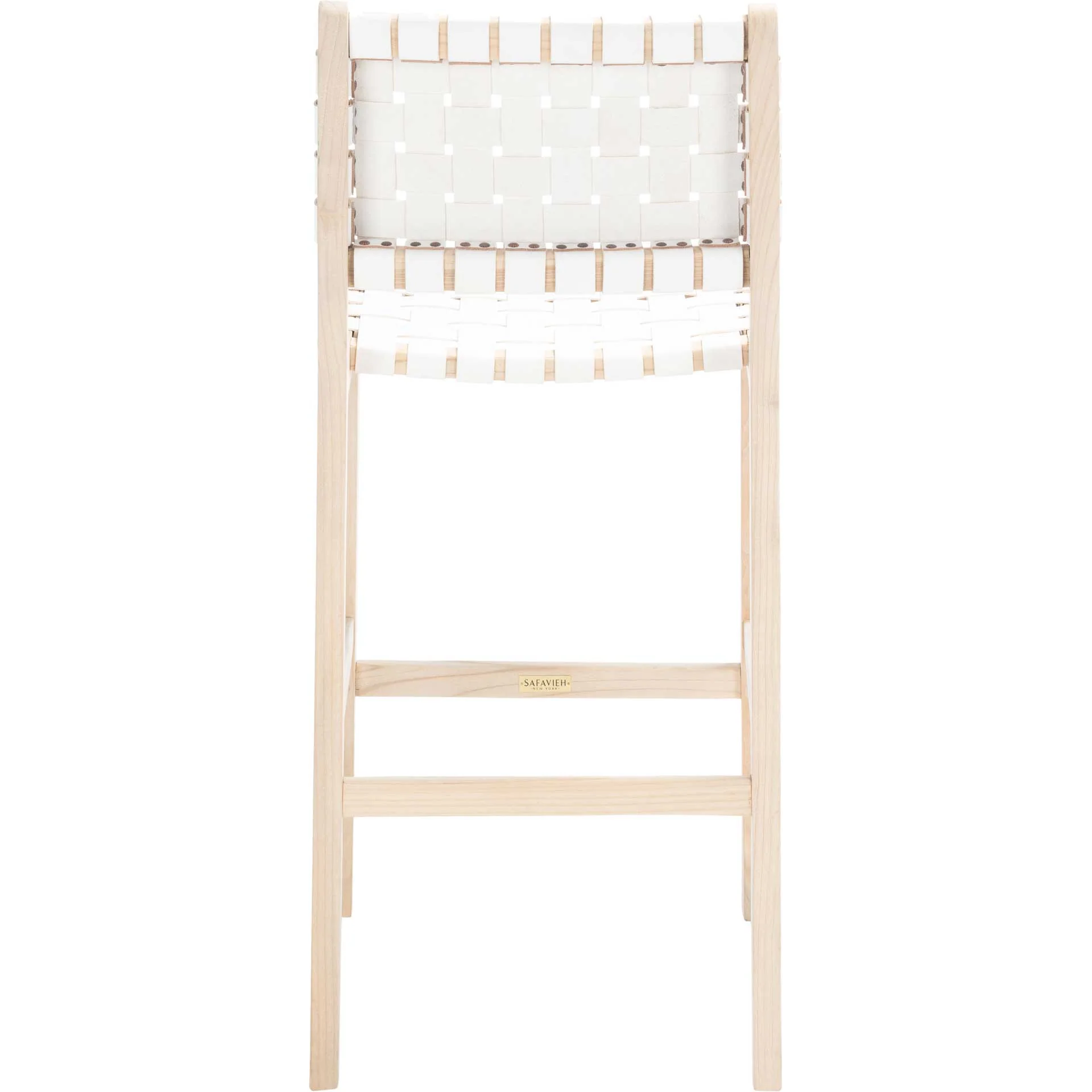 Adalet Leather Bar Stool White/Natural - Image 3