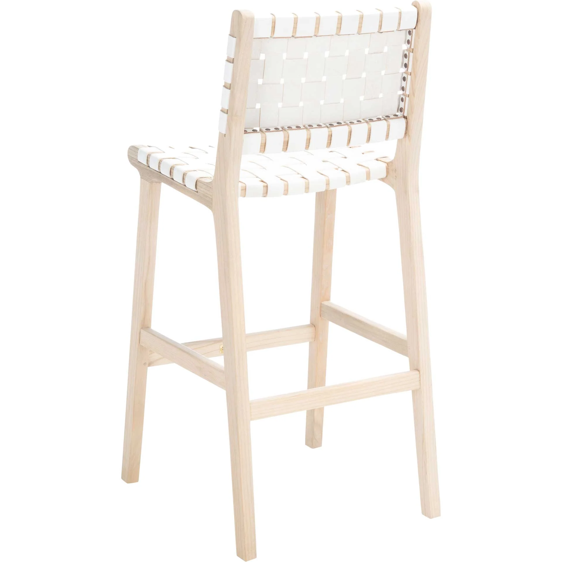 Adalet Leather Bar Stool White/Natural - Image 4