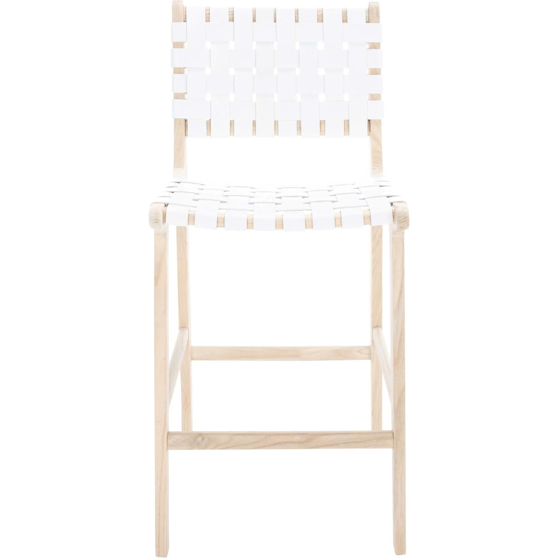 Adalet Leather Bar Stool White/Natural - Image 8