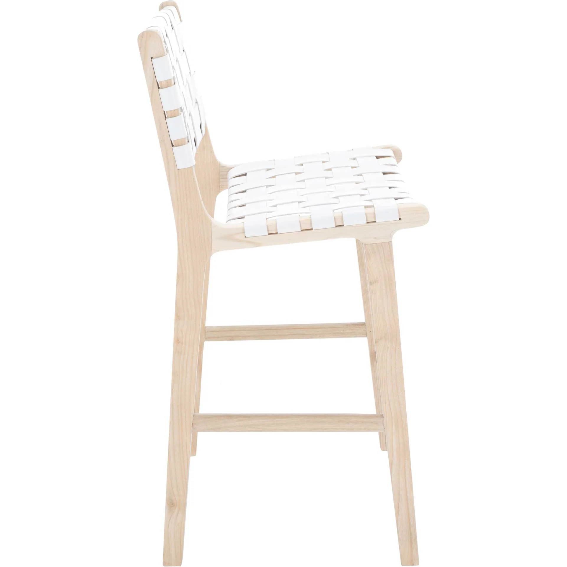 Adalet Leather Bar Stool White/Natural - Image 9