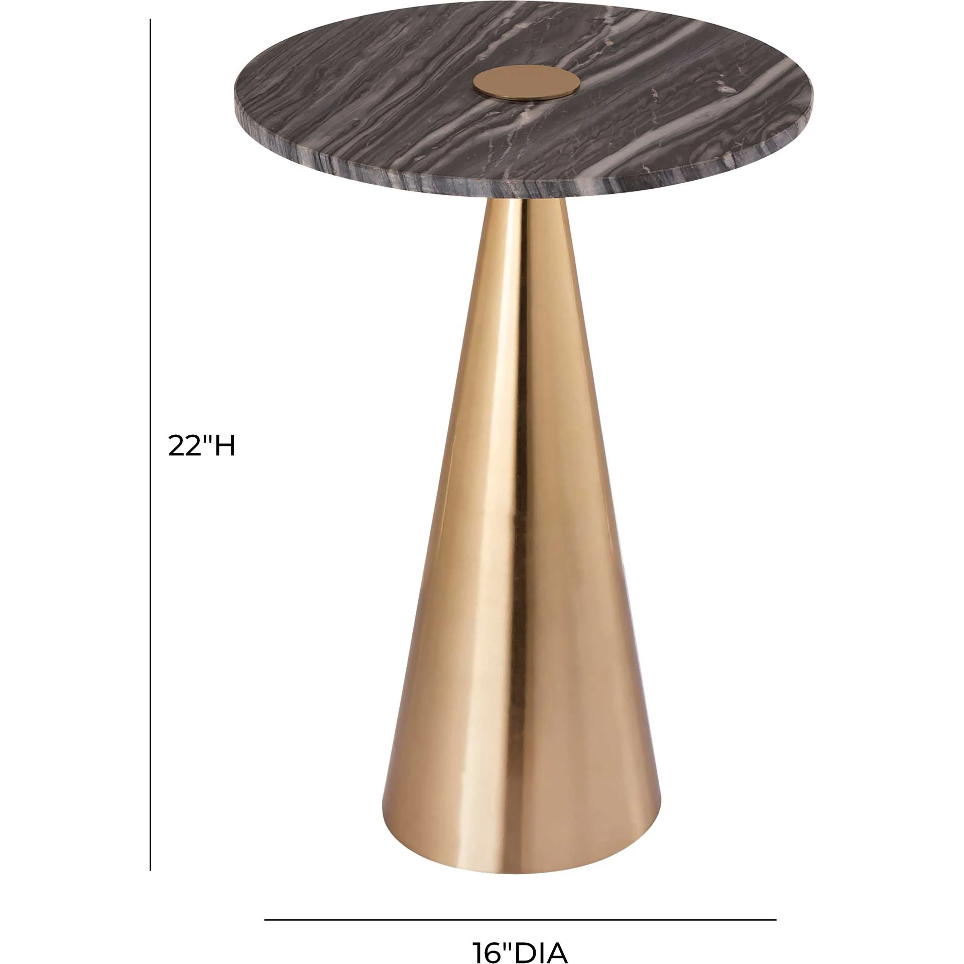Adaline Marble Side Table Gold/Gray Marble - Image 5