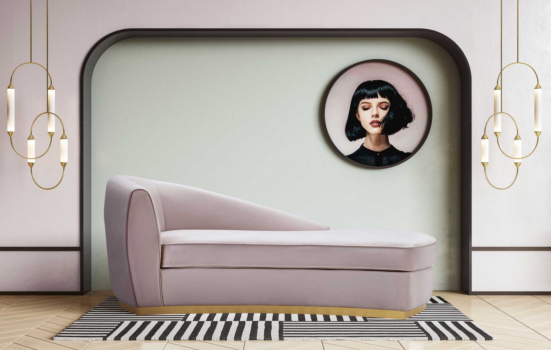 Adam Velvet Chaise Blush - Image 7