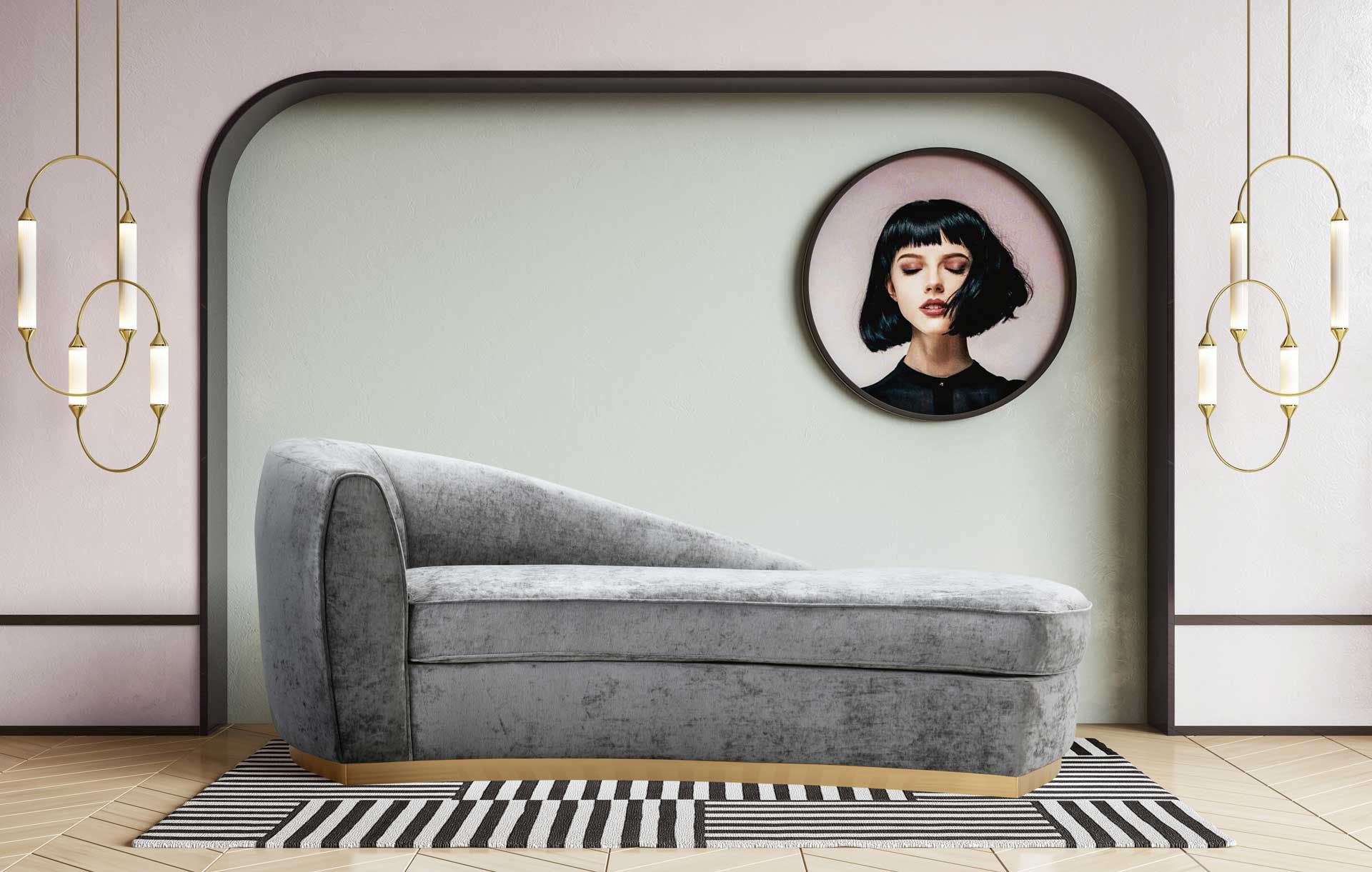 Adam Velvet Chaise Gray - Image 6