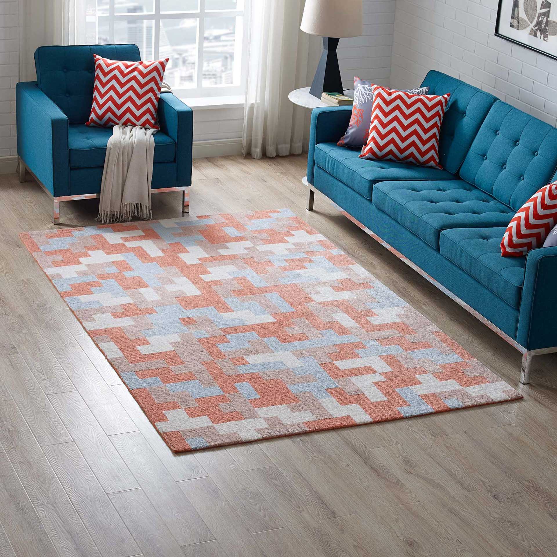 Adams Area Rug Multi/Coral/Light Blue - Image 6