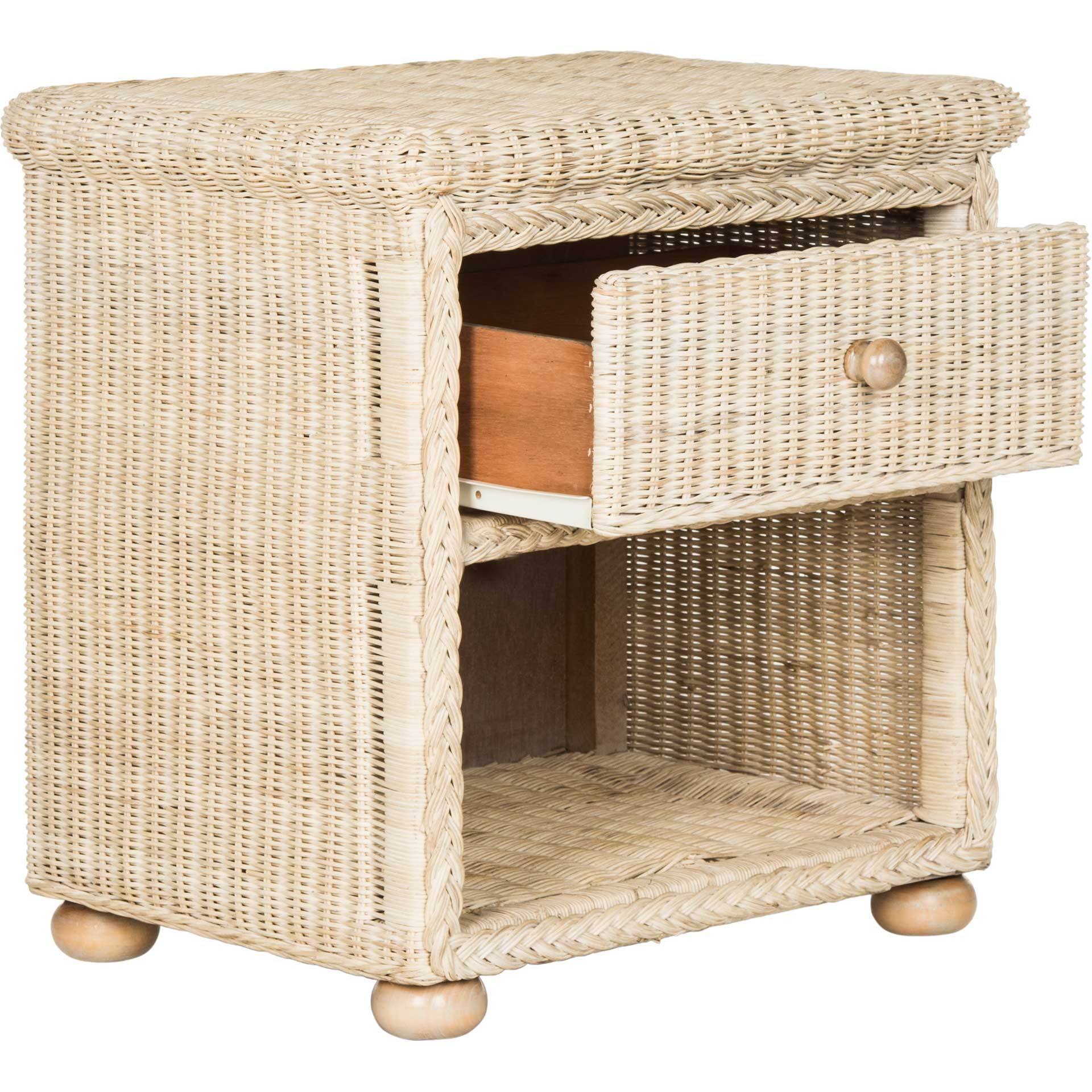 Addison Natural White Wash Wicker Nightstand - Image 2
