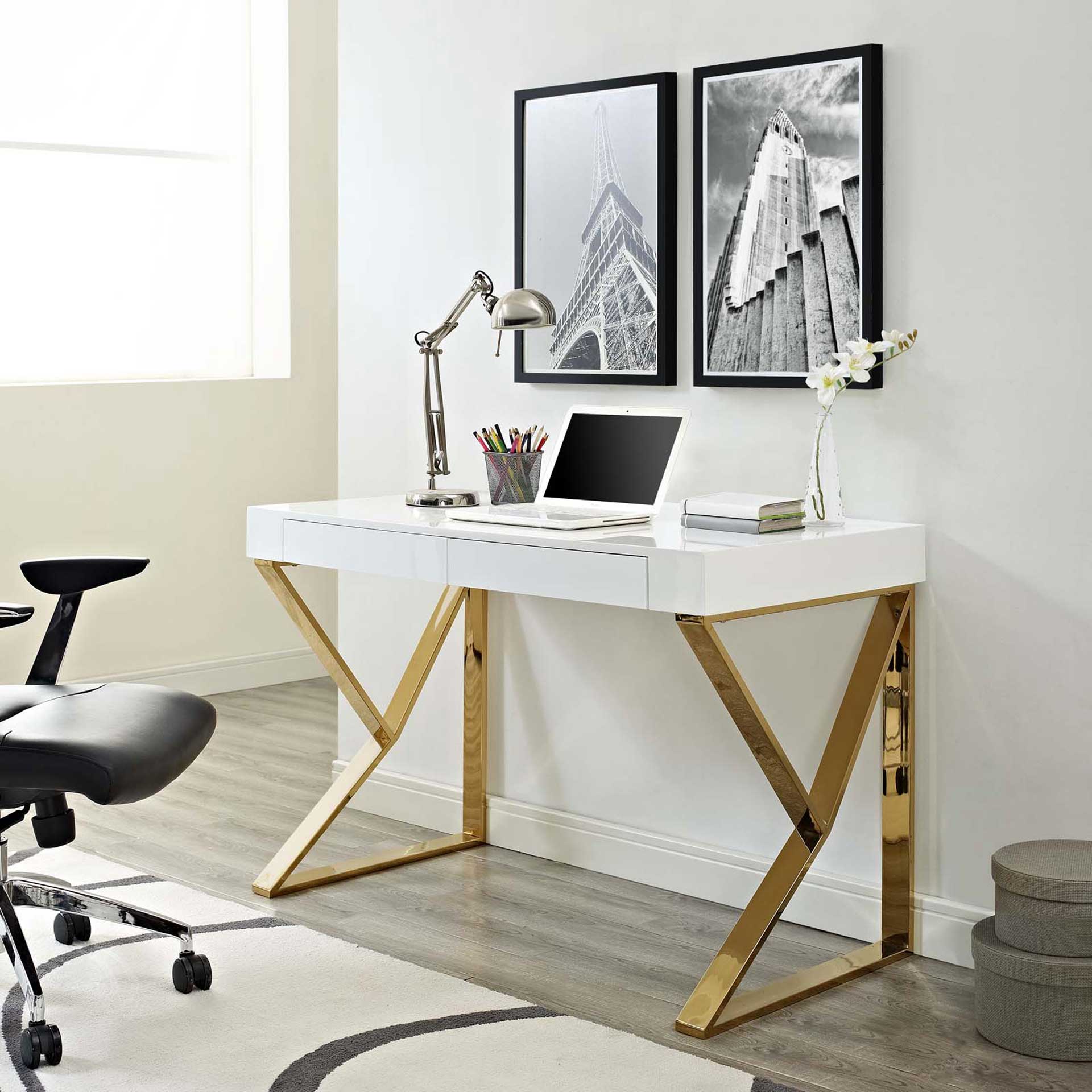 Adelaide Desk White/Gold - Image 4