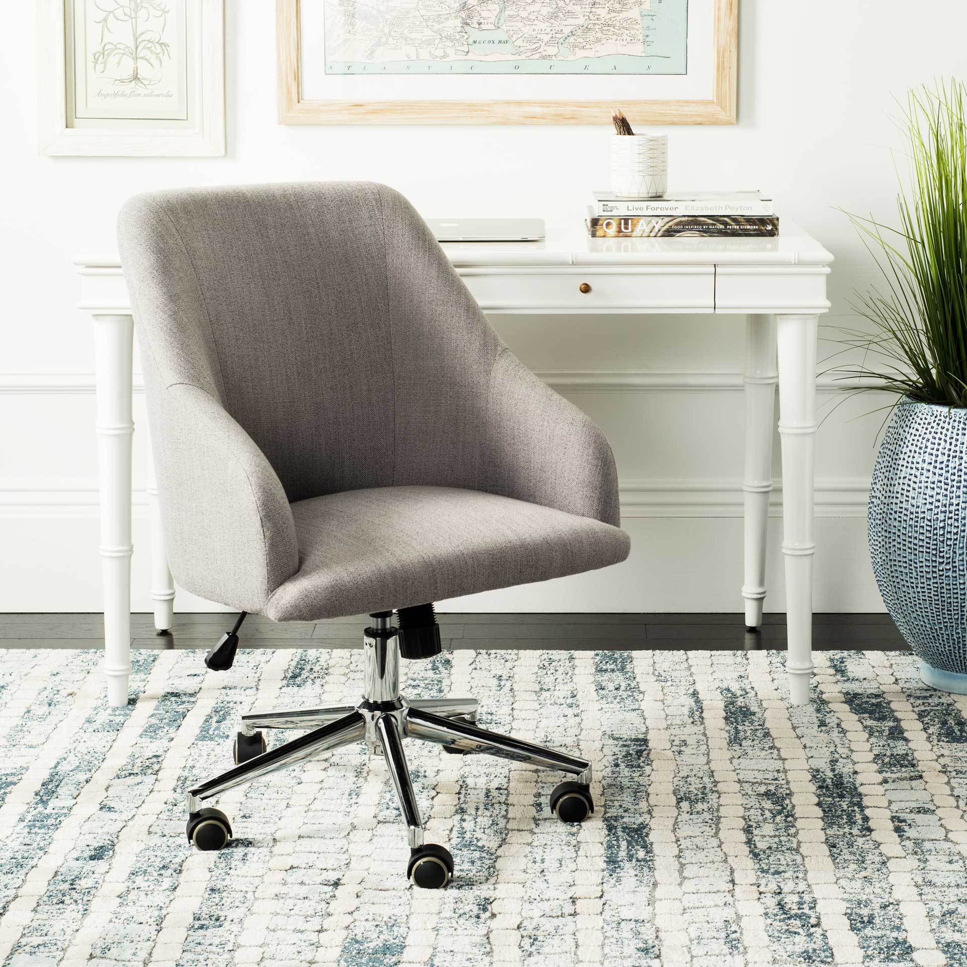 Adele Linen Chrome Leg Swivel Office Chair - Image 6