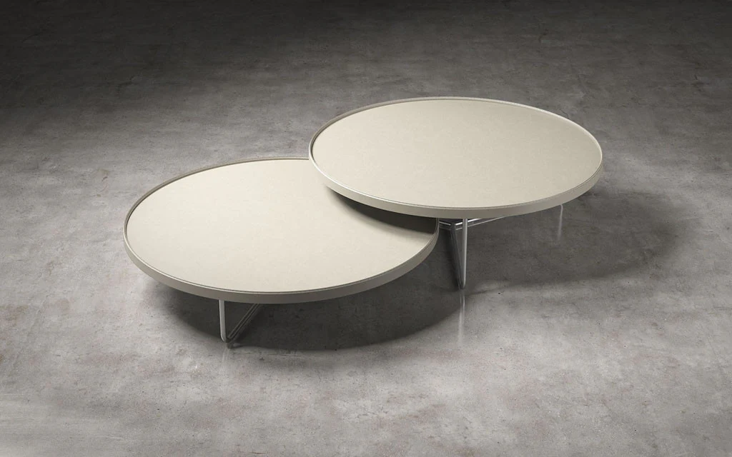 Adelphi Nesting Coffee Tables Beige Leather - Image 3