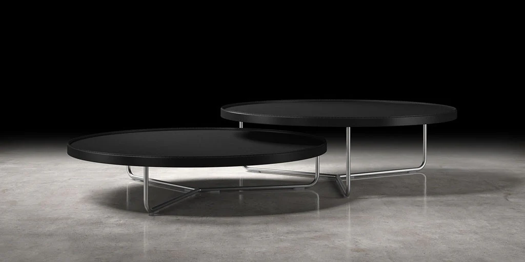 Adelphi Nesting Coffee Tables Black Leather - Image 2