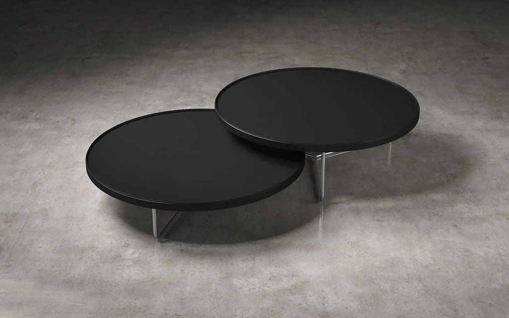 Adelphi Nesting Coffee Tables Black Leather - Image 3