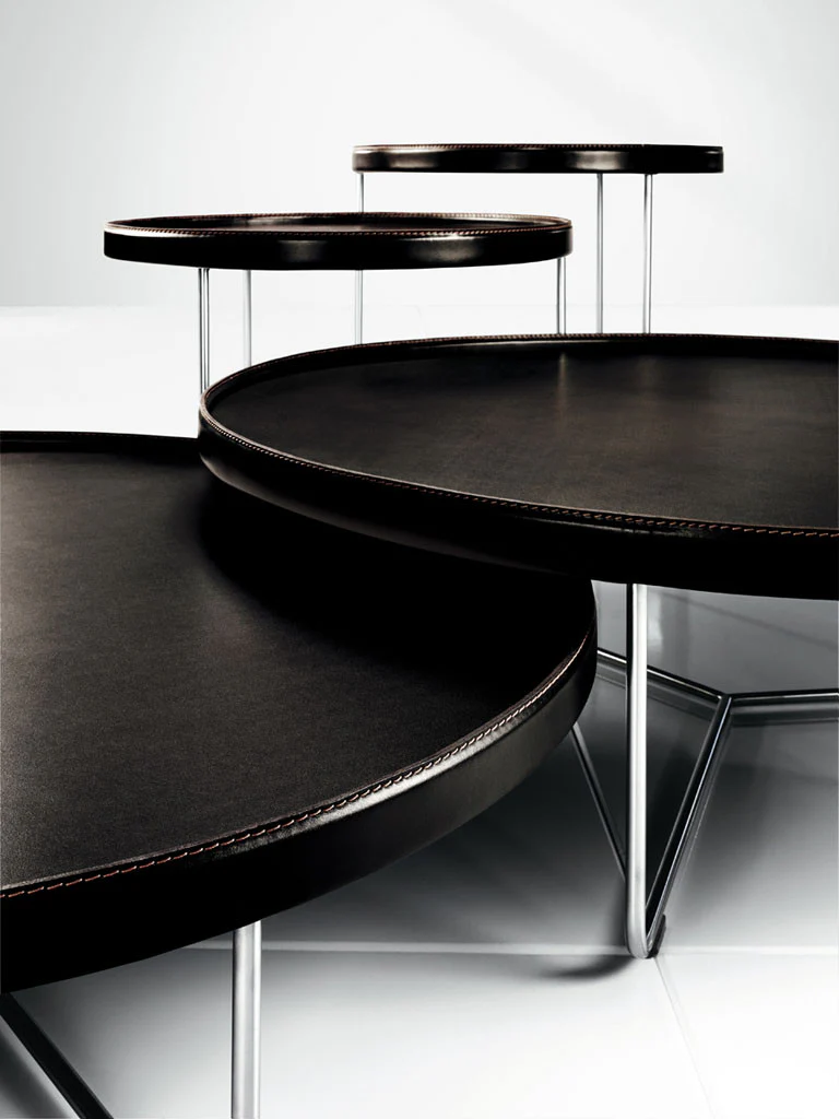 Adelphi Nesting Coffee Tables Black Leather - Image 4