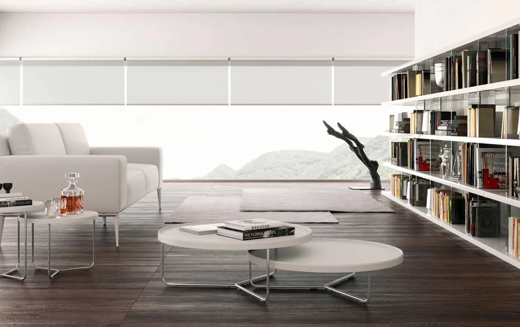 Adelphi Nesting Coffee Tables White Leather - Image 2