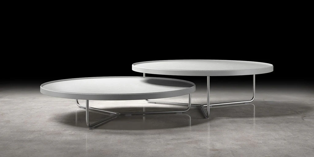 Adelphi Nesting Coffee Tables White Leather - Image 3