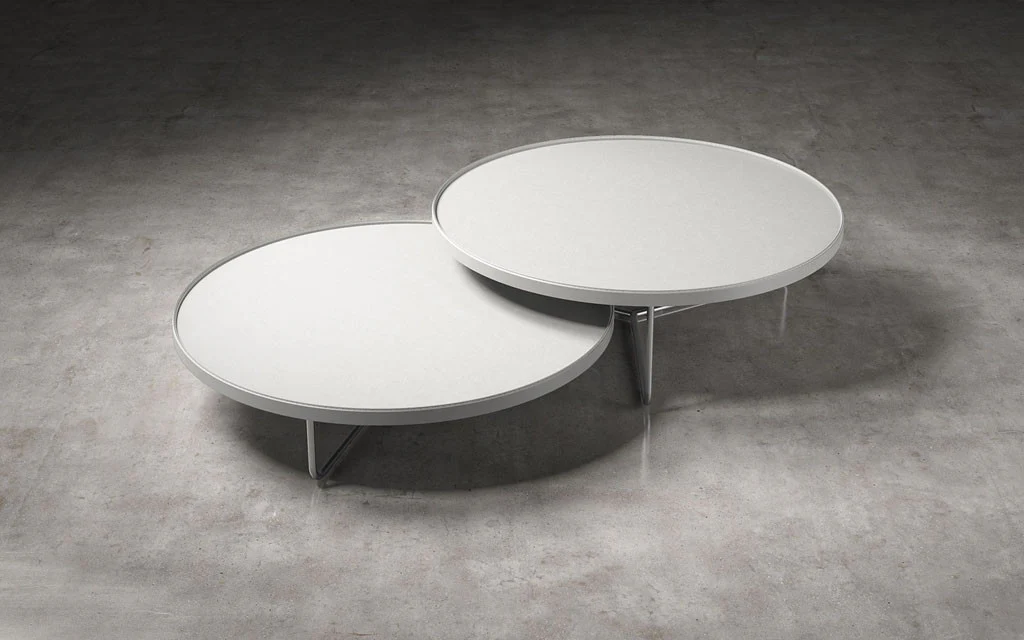 Adelphi Nesting Coffee Tables White Leather - Image 4