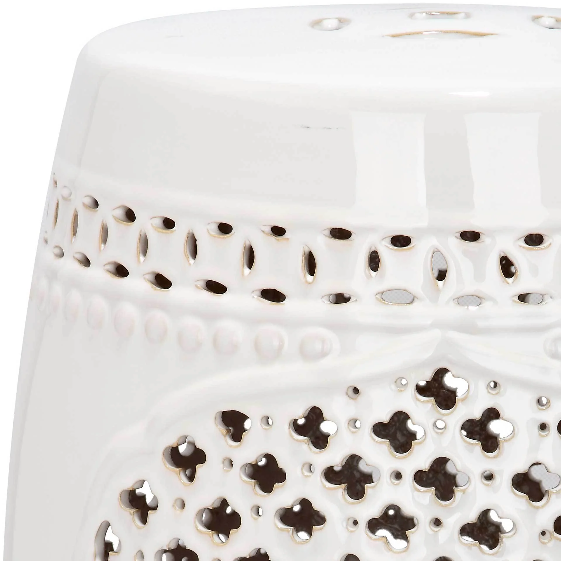 Adelyn Quatrefoil Garden Stool Creme - Image 2