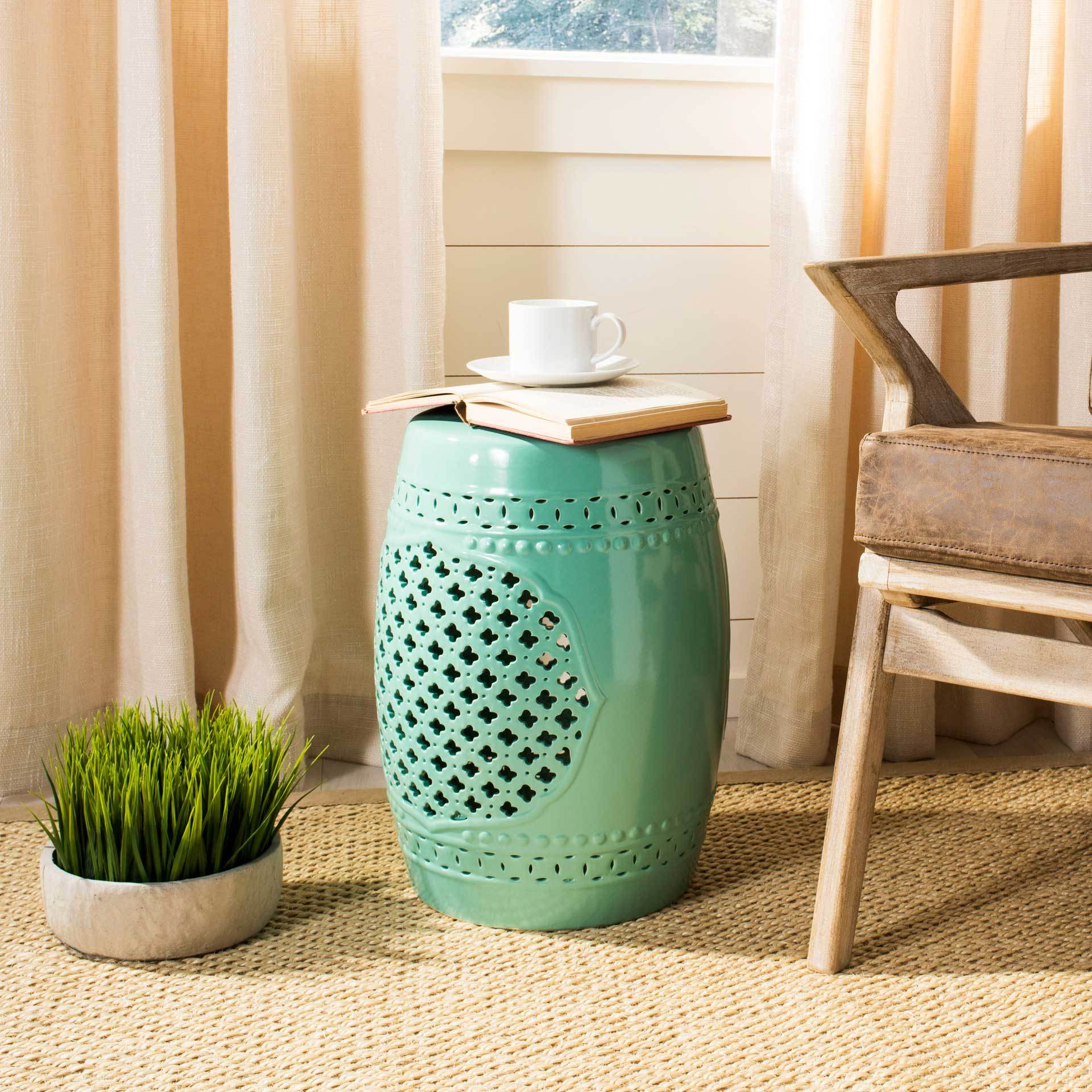 Adelyn Quatrefoil Garden Stool Robins Egg Blue - Image 3
