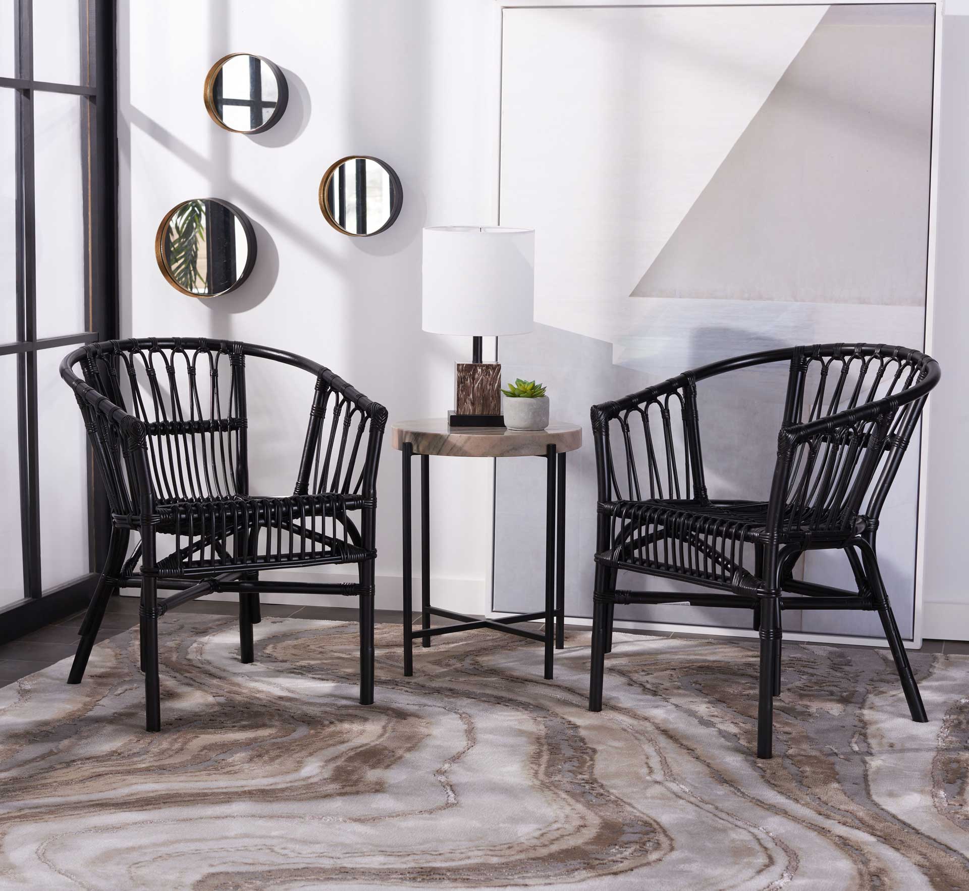 Adhara Rattan Accent Chair Black (Set of 2) - Image 9