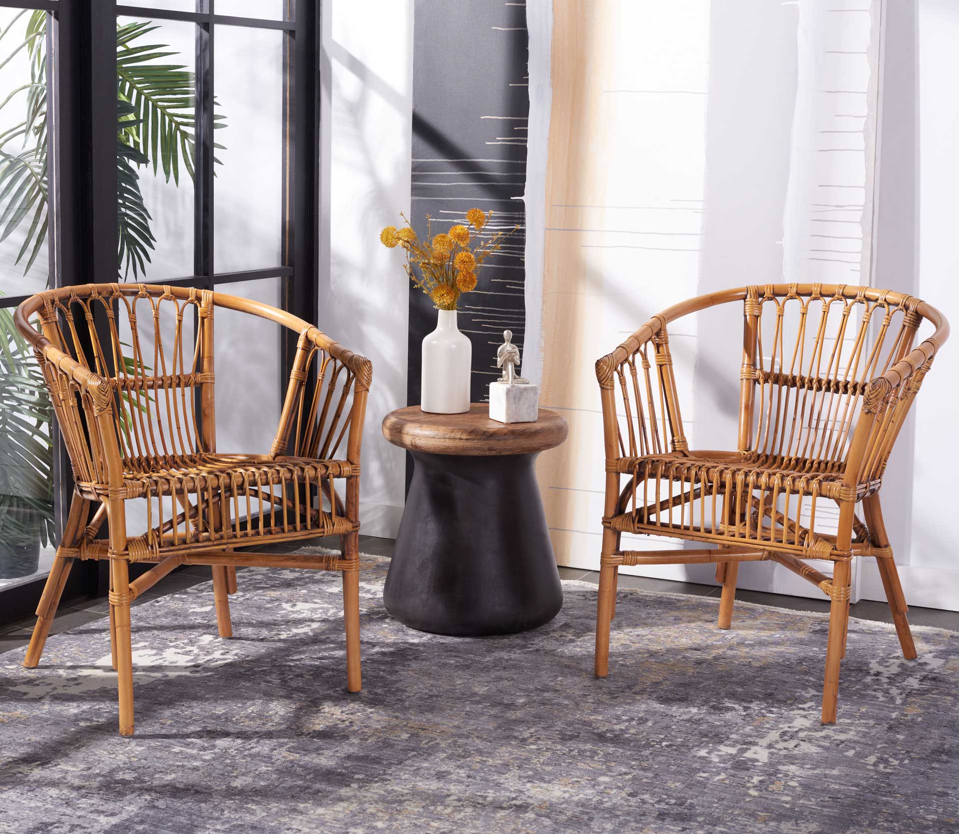 Adhara Rattan Accent Chair Honey Brown Wash (Set of 2) - Image 9