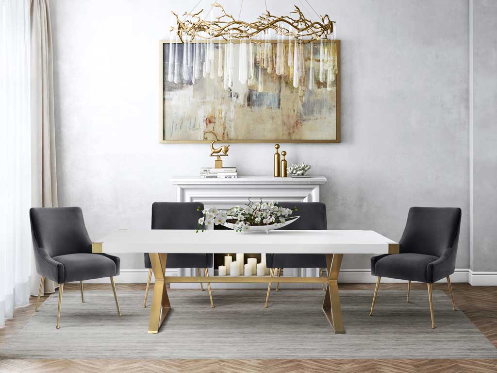 Adia Dining Table White/Gold - Image 5