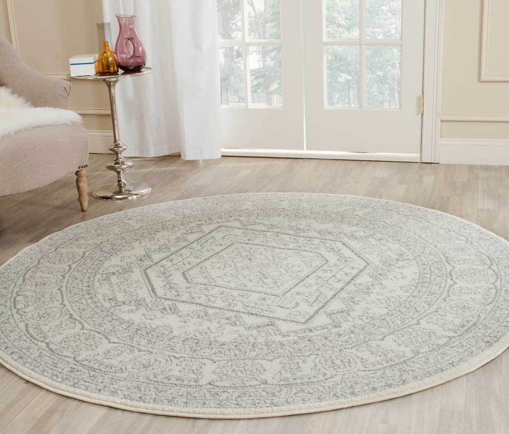 Adirondack Antique Ivory/Silver Round Rug - Image 3