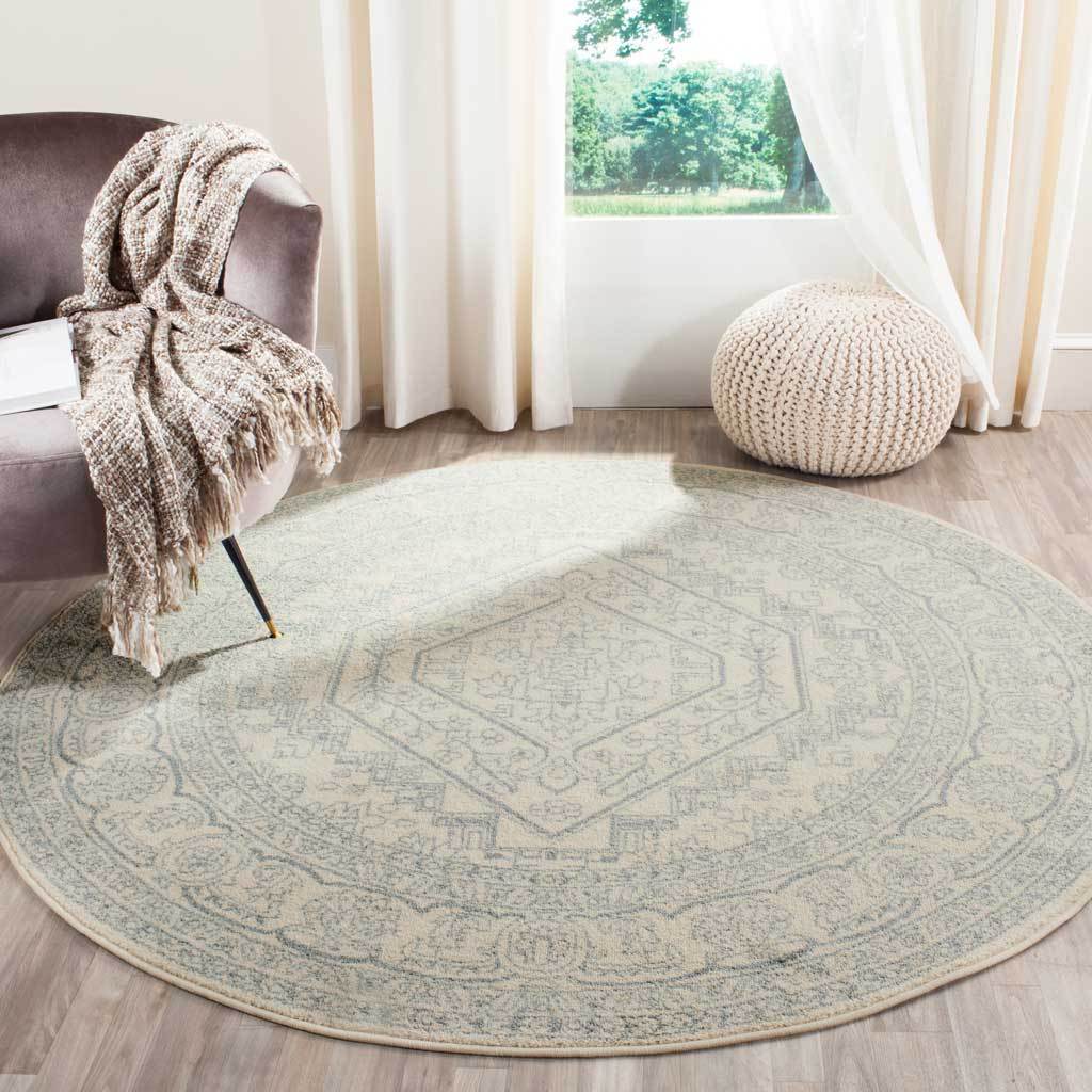 Adirondack Antique Ivory/Slate Round Rug - Image 3