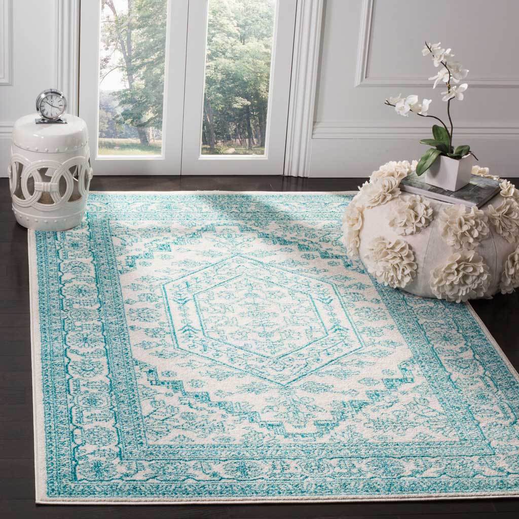 Adirondack Antique Ivory/Teal Area Rug - Image 4