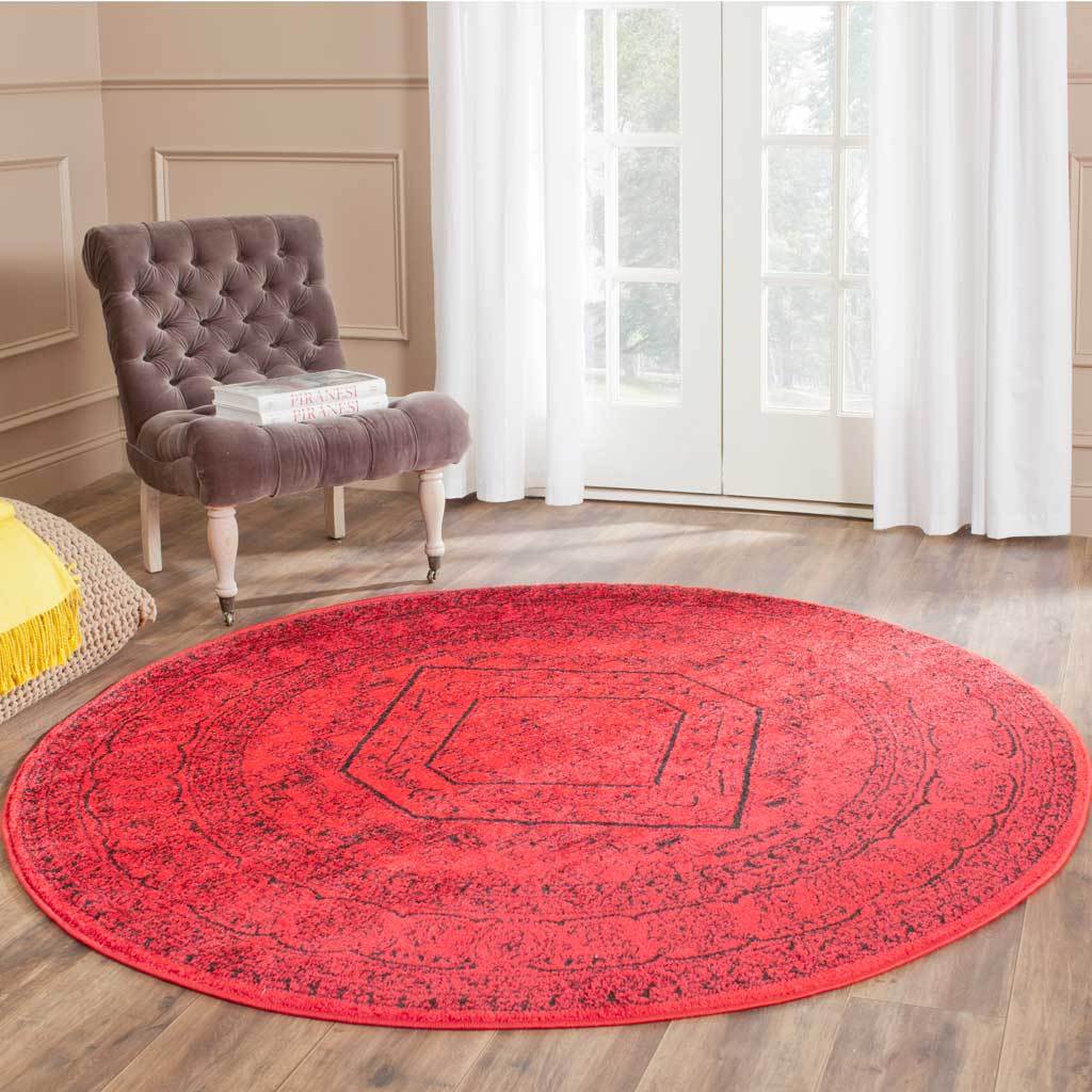 Adirondack Antique Red/Black Round Rug - Image 2