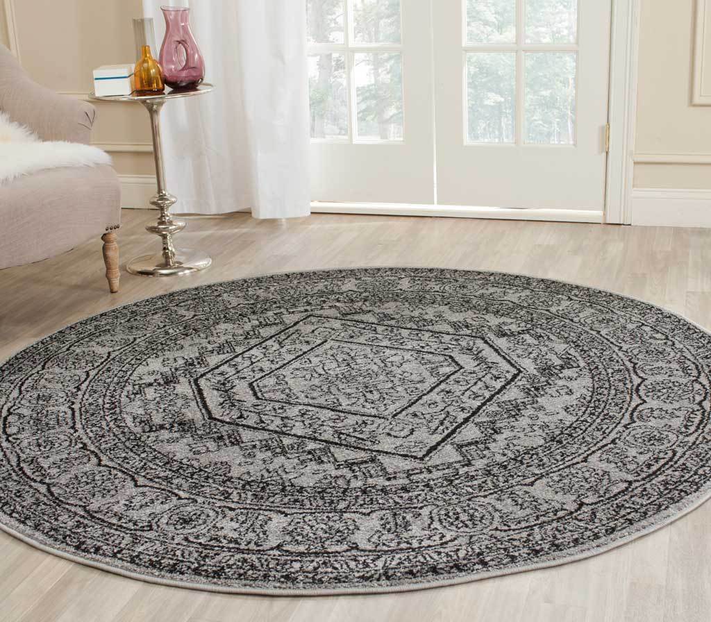 Adirondack Antique Silver/Black Round Rug - Image 3