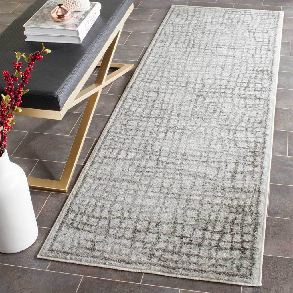 Adirondack Checker Silver/Ivory Runner Rug - Image 3