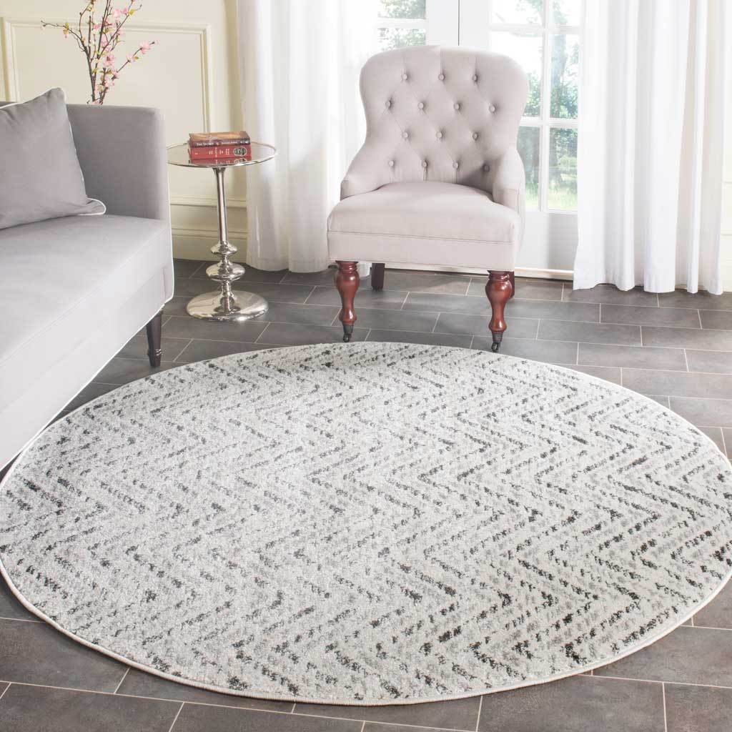 Adirondack Chevron Ivory/Charcoal Round Rug - Image 3