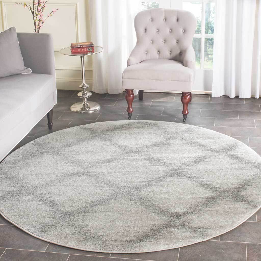 Adirondack Diamond Ivory/Silver Round Rug - Image 3