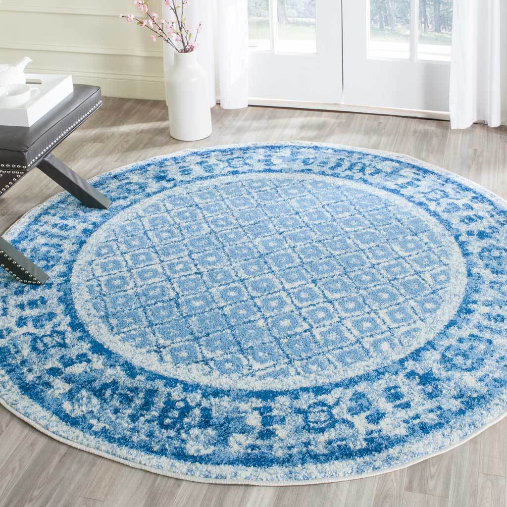 Adirondack Diamond Silver/Blue Round Rug - Image 2